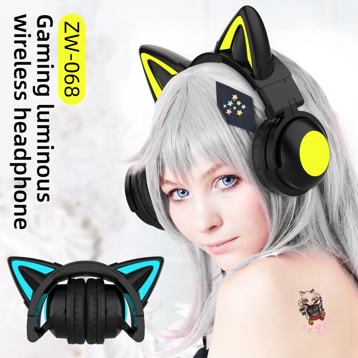 ZW068 Bluetooth Tai Nghe LED T - đánh giá và giá Cat Ear Bluetooth Headset Led