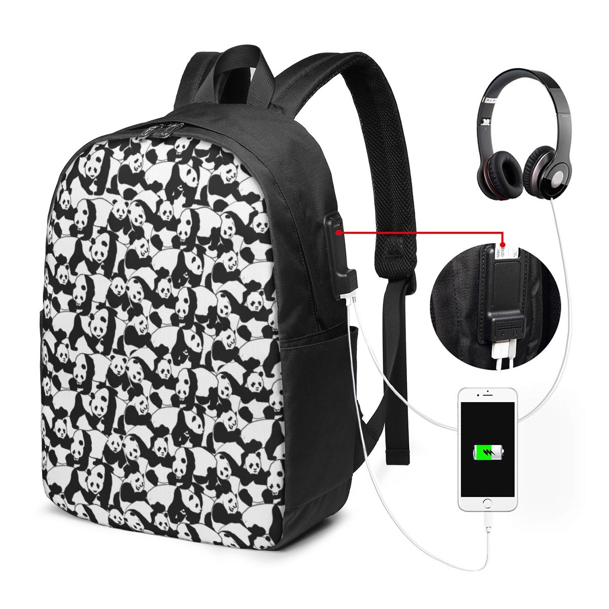 Panda Pattern Backpack Travel  - đánh giá và giá Laptops